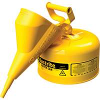 Safety Cans, Type I, Steel, 2.5 US gal., Yellow, FM Approved/UL/ULC Listed Superchem Industries