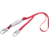 PRO Shock Absorbing Lanyards, 4', Snap Hook Center, Snap Hook Leg Ends, Polyester Superchem Industries