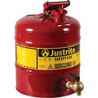 Laboratory Safety Can with Faucet, Type I, Steel, 5 US gal., Red, FM Approved Superchem Industries