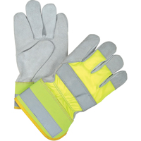 Gants d'ajusteur haute visibilit&eacute; de premi&egrave;re qualit&eacute;, Grand, Paume en Cuir de vache refendu, Doublure en Coton Superchem Industries