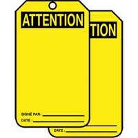 Safety Tags, Plastic, 3-3/8" W x 5-7/8" H, French Superchem Industries