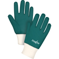 Double Dipped Green Gloves, 10" L, PVC, Cotton Jersey Inner Lining, 70-mil Superchem Industries
