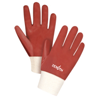 Red Smooth-Finish Chemical-Resistant Gloves, Size Large/9, 10" L, PVC, Interlock Inner Lining, 47-mil Superchem Industries