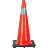 C&ocirc;ne de signalisation, 28", Orange, Bande(s) r&eacute;fl&eacute;chissante(s) 4" Superchem Industries