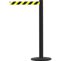 Montant pour syst&egrave;me Advance TensaBarrier, Acier, 36" h, Ruban Noir/Jaune, Longueur du ruban 7,5' Superchem Industries