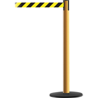 Montant pour syst&egrave;me Advance TensaBarrier, Acier, 36" h, Ruban Noir/Jaune, Longueur du ruban 7,5' Superchem Industries