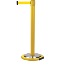 Barri&egrave;res sur pieds pour le contr&ocirc;le des foules, Acier, 35" h, Ruban Jaune, Longueur du ruban 7' Superchem Industries