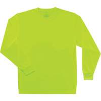 GloWear 8091 Non-Certified Long Sleeve T-Shirt, Polyester, Small, High Visibility Lime-Yellow Superchem Industries