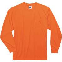 GloWear 8091 Non-Certified Long Sleeve T-Shirt, Polyester, Small, High Visibility Orange Superchem Industries