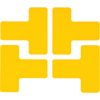 Floor Corner Marks, T, 5" L x 2" W, Yellow, Polyester Superchem Industries
