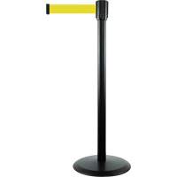Montant pour barri&egrave;re Slimline TensaBarrier, Acier, 38" h, Ruban Jaune, Longueur du ruban 7,5' Superchem Industries