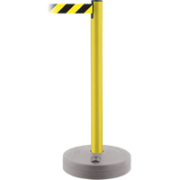 Montant ext&eacute;rieur pour barri&egrave;re TensaBarrier, Plastique, 37" h, Ruban Noir/Jaune, Longueur du ruban 13' Superchem Industries