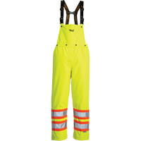 Pantalon de s&eacute;curit&eacute; Journeyman d&eacute;tachable &agrave; bavette, Polyester, Petit, Jaune lime haute visibilit&eacute; Superchem Industries