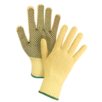 Dotted Seamless String Knit Gloves, Size Medium/8, 7 Gauge, PVC Coated, Kevlar&reg; Shell, ASTM ANSI Level A2/EN 388 Level 3 Superchem Industries