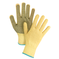 Gants tricot&eacute;s sans couture &agrave; pois, Taille T-Grand/10, Calibre 7, Rev&ecirc;tement PVC, Enveloppe en Kevlar, ASTM ANSI niveau A2/EN 388 niveau 3 Superchem Industries