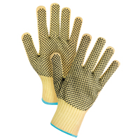 Gants tricot&eacute;s deux c&ocirc;t&eacute;s, sans couture, &agrave; pois, Taille T-Grand/10, Calibre 7, Rev&ecirc;tement PVC, Enveloppe en Kevlar, ASTM ANSI niveau A2/EN 388 niveau 3 Superchem Industries