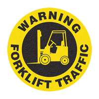 "Warning Forklift Traffic" Floor Sign, Adhesive, English with Pictogram Superchem Industries