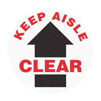 "Keep Aisle Clear" Floor Sign, Adhesive, English with Pictogram Superchem Industries