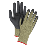 Gants &eacute;lastiques sans coutures r&eacute;sistants &agrave; la coupe noir & jaune, Taille Petit/7, Calibre 13, Rev&ecirc;tement Mousse de nitrile, Enveloppe en Aramide, ASTM ANSI niveau A6 Superchem Industries