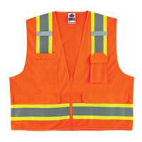 GloWear&reg; 8248Z Two-Tone Surveyors Vest, High Visibility Orange, Medium/Small, Polyester Superchem Industries