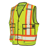 Veste de s&eacute;curit&eacute; pour arpenteur, Jaune lime haute visibilit&eacute;, T-Grand, Polyester Superchem Industries