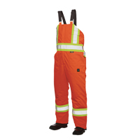 Salopettes de s&eacute;curit&eacute; doubl&eacute;e, Polyester/Polyur&eacute;thane, Grand, Orange haute visibilit&eacute; Superchem Industries