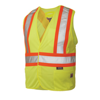 Veste de s&eacute;curit&eacute; d&eacute;tachable en cinq points, Jaune lime haute visibilit&eacute;, Grand/T-Grand, Polyester Superchem Industries