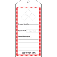GHS Jumbo Safety Tag, Cardstock, 3-7/8" W x 8-1/2" H, English Superchem Industries