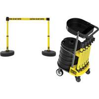 Chariot de transport avec plateau pour barri&egrave;re PLUS, 75' lo, M&eacute;tal, Jaune Superchem Industries