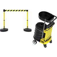 PLUS Barrier Post Cart Kit with Tray, 75' L, Metal, Yellow Superchem Industries