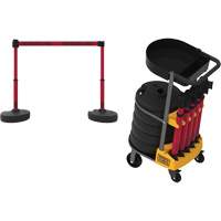 Chariot de transport avec plateau pour barri&egrave;re PLUS, 75' lo, M&eacute;tal, Rouge Superchem Industries