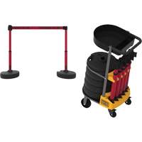 Chariot de transport avec plateau pour barri&egrave;re PLUS, 75' lo, M&eacute;tal, Rouge Superchem Industries