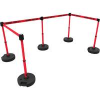 Ensemble de cinq montants pour barri&egrave;re PLUS, Plastique, 42" h, Ruban Rouge, Longueur du ruban 15' Superchem Industries