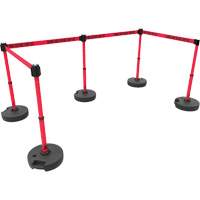 Ensemble de cinq montants pour barri&egrave;re PLUS, Plastique, 42" h, Ruban Rouge, Longueur du ruban 15' Superchem Industries