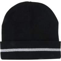 Bonnet en tricot avec bande r&eacute;fl&eacute;chissante argent&eacute;e, Taille unique, Noir Superchem Industries