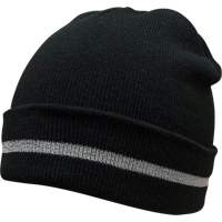 Bonnet en tricot avec bande r&eacute;fl&eacute;chissante argent&eacute;e, Taille unique, Noir Superchem Industries