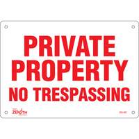 "Private Property" Sign, 7" x 10", Plastic, English Superchem Industries