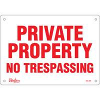 Enseigne Private Property, 7" x 10", Aluminium, Anglais Superchem Industries