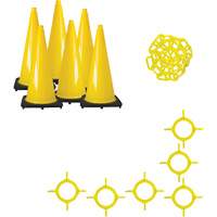 Traffic Cone & Chain Kit, 28", Yellow Superchem Industries