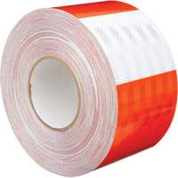 Feuille de rev&ecirc;tement de barricade prismatique de qualit&eacute; &agrave; haute intensit&eacute;, 4" la x 150' lo, 19 mils, Orange et blanc Superchem Industries