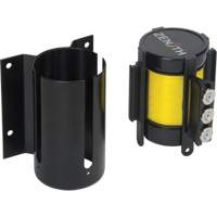 Barri&egrave;re &agrave; fixation murale avec ruban magn&eacute;tique, Acier, Fixation par vis, 12', Ruban Jaune Superchem Industries