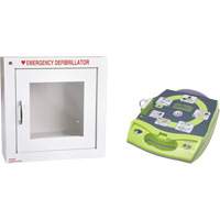 AED Plus&reg; Defibrillator with Alarmed Flush Wall Cabinet, Automatic, English, Class 4 Superchem Industries
