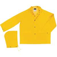 Classic Series Rain Jacket with Detachable Hood, Polyester/PVC, Large, Yellow Superchem Industries
