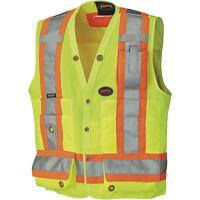 6693 Surveyor's Safety Vest, High Visibility Lime-Yellow, 3X-Large, Polyester Superchem Industries