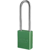 American Lock&reg; Safety Padlock, Green, Keyed Different, Aluminum, 1-1/2" Width Superchem Industries