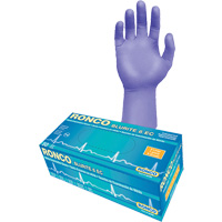 Gants d'examen &agrave; manchette allong&eacute;e Blurite 6 EC, Petit, Nitrile, 6 mils, Sans poudre, Mauve, Classe 2 Superchem Industries