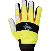 ClutchGear&reg; High-Visibility Mechanic's Gloves, Grain Goatskin Palm, Size Medium Superchem Industries