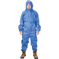 Hooded Coveralls, Medium, Blue, SMS Superchem Industries