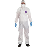 AlphaTec Microchem&reg; 3-Piece Chemical Resistant Coveralls with Hood, 2X-Large, White Superchem Industries