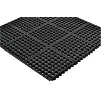 Tapis antifatigue &agrave; imbrication Cushion-Ease 550, &agrave; fentes, 3' x 3' x 3/4", Noir, Caoutchouc Superchem Industries